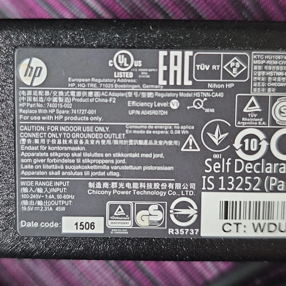 HP power cord for laptop HP HSTNN-CA40 AC